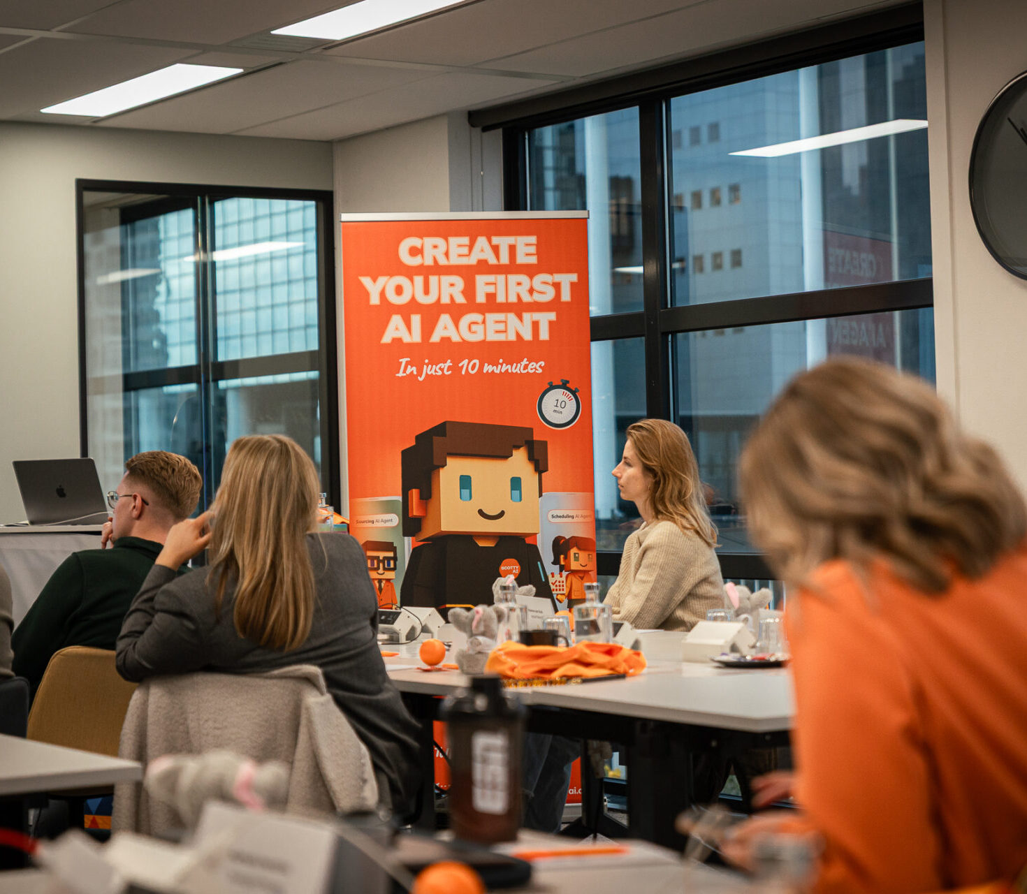 Enterprise team collaborating during an Agentic AI Workshop facilitated by Scotty AI